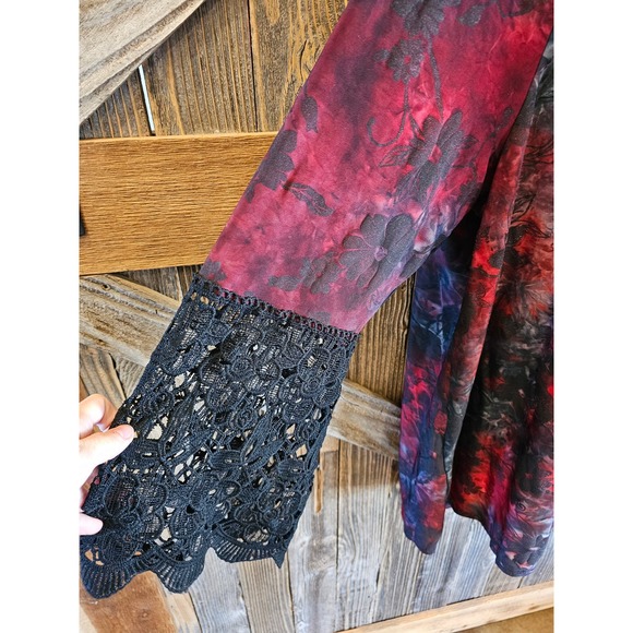 Kaktus size 1X women's career casual loose fit blouse lace accent ^ - Picture 6 of 8